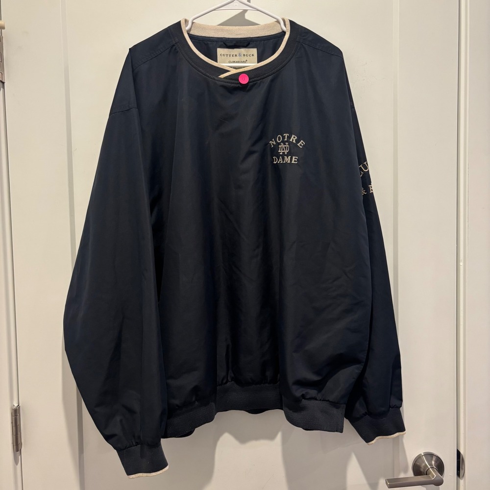 Cutter & Buck Notre Dame Climagaurd Windbreaker Pullover Mens XXL Navy Blue